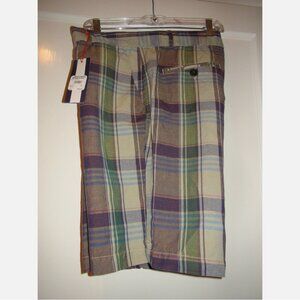 Canterbury New Zealand Kalahari Plaid Linen Blend Shorts